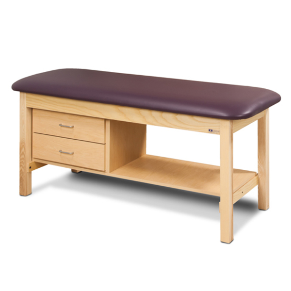 Clinton Flat Top Treatment Table w/ Drawers, Natural Finish, Royal Blue 1300-27-1NT-3RB